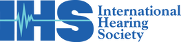 international hearing society blue text blue logo with light blue line