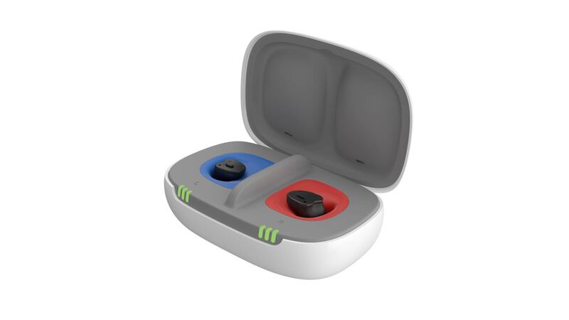 black signia rechargeable hearing aids in charging case
