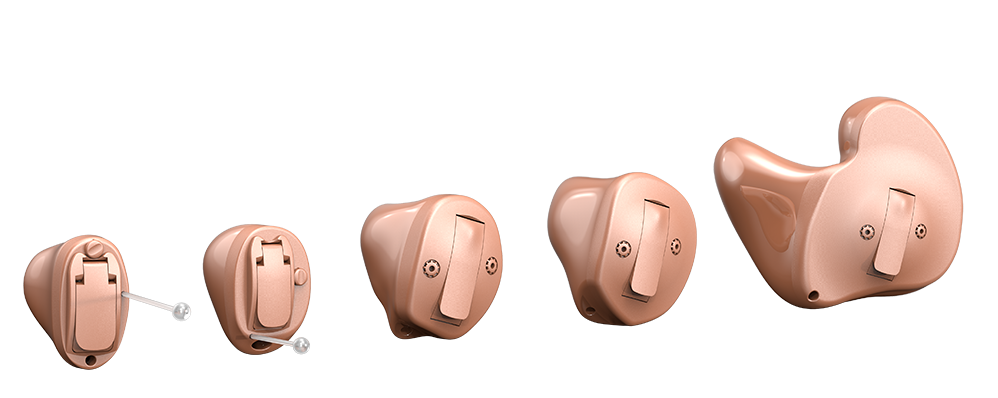 small flesh toned customized hearing aids